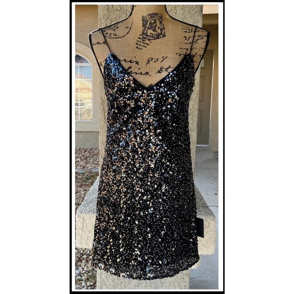 Lulus Force of Fashion Black Backless Sequin Mini Dress Size Small NWTs - Picture 2 of 7